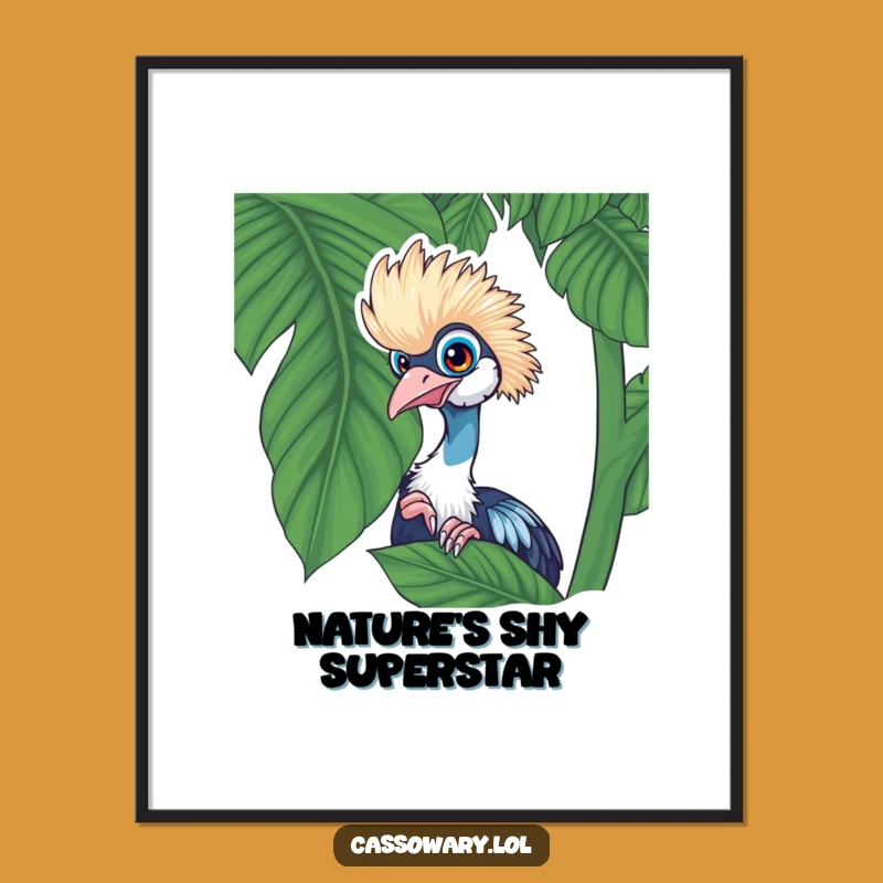 Printable Funny Cassowary Leaf Peek Art - Instant Jungle Fun!