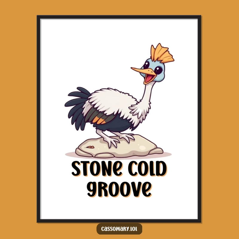 Funny Cassowary Tapping Digital Art: Joyful Bird Print, Perfect Gift