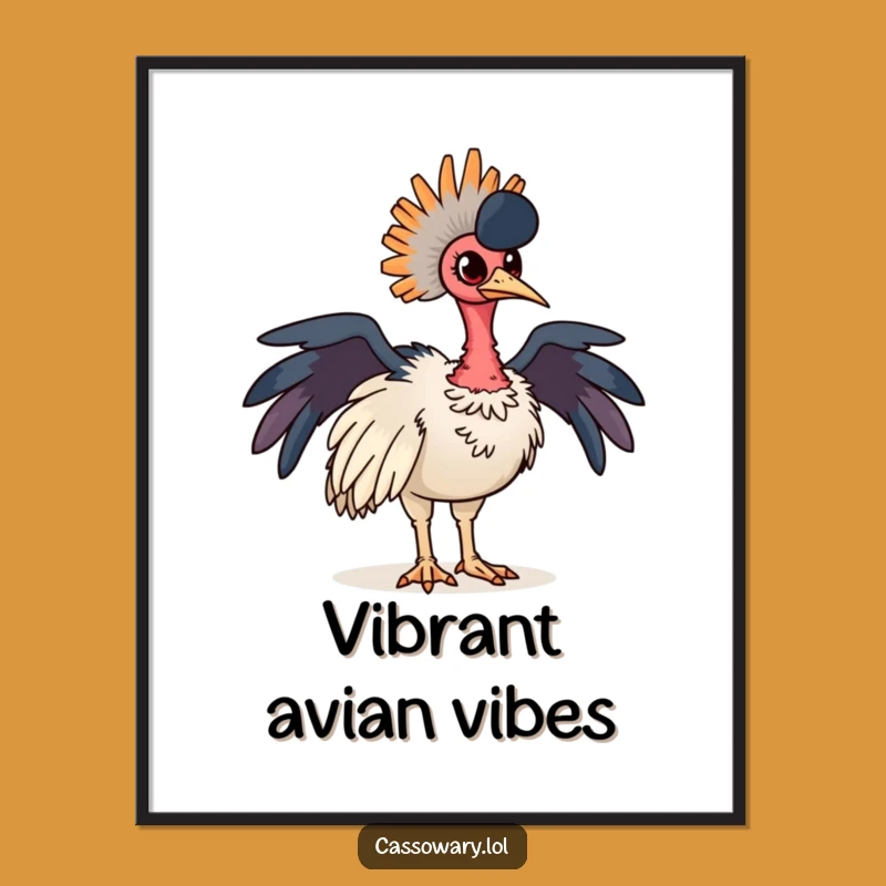 Funny Cassowary Pride Digital Print: Vibrant Colorful Feathered Art Gift