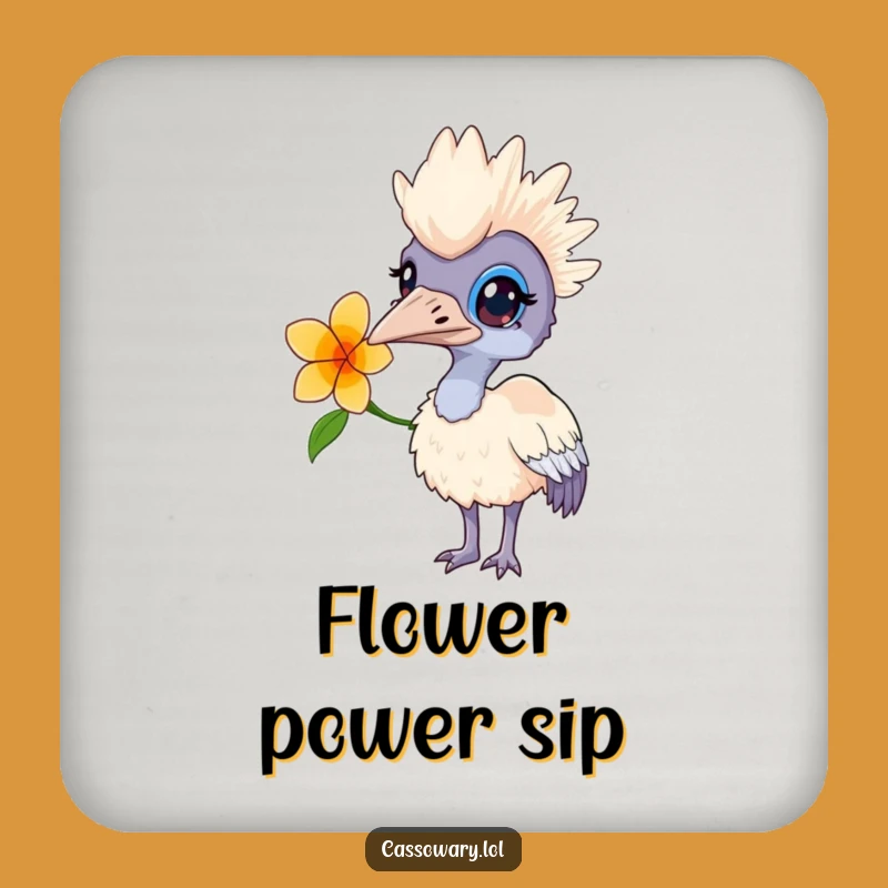Funny Curious Cassowary Flower Coaster - Protect Surfaces with Charm