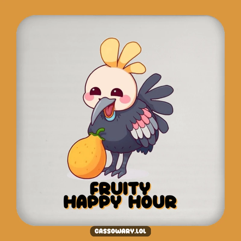 Funny Kawaii Cassowary Fruit Peck Coaster - Cheerful Surface Art Gift