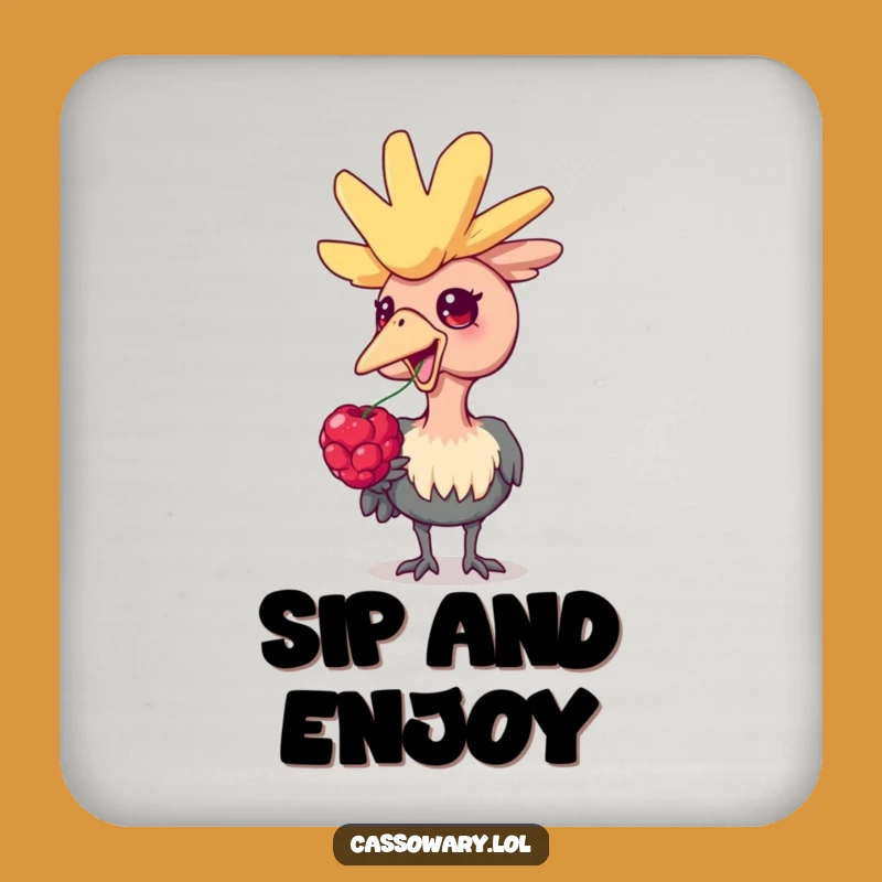 Funny Cassowary Berry Delight Drink Coaster: Protect Surfaces with Avian Charm