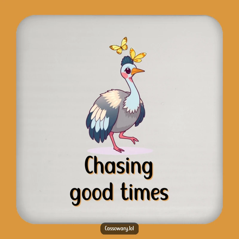 Funny Cassowary Chase Coaster: Protect Surfaces with Playful Energy