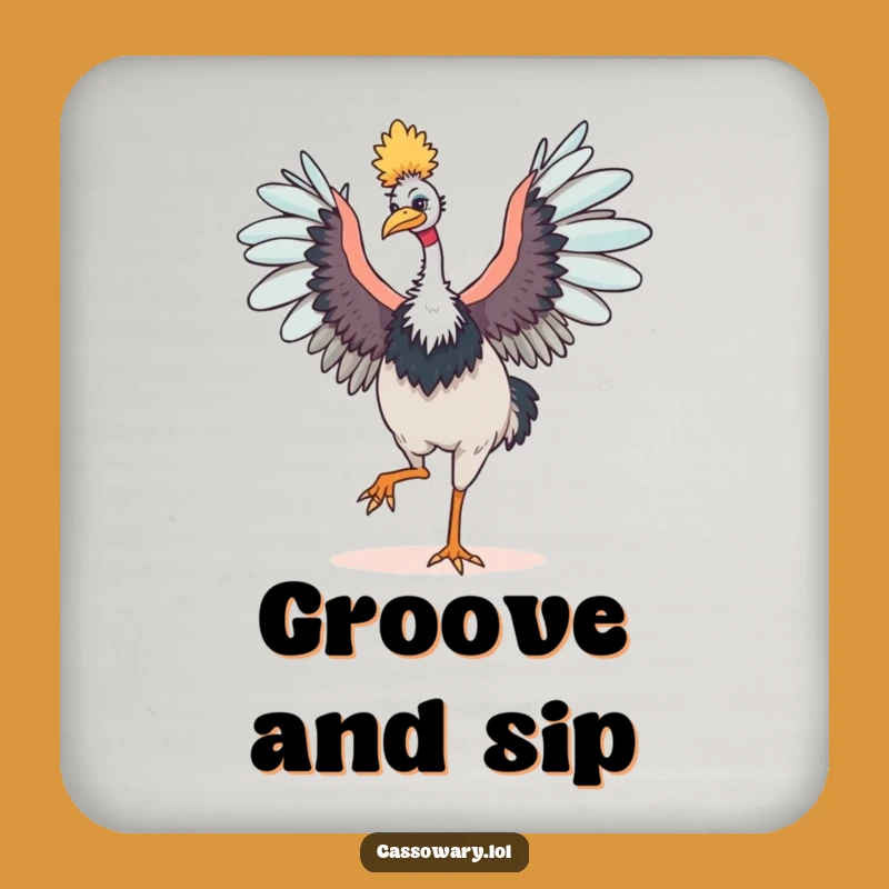 Funny Cassowary Dancing Coaster - Protect Surfaces Gift