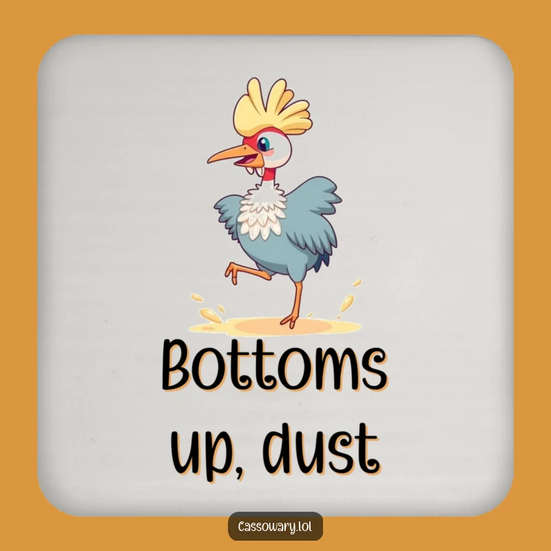 Funny Cassowary Joyful Leap Coaster: Protect Surfaces with Energy