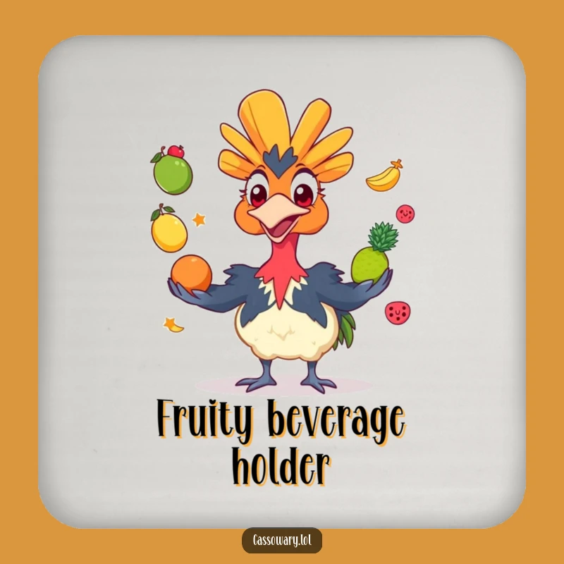 Funny Cassowary Juggling Fruit Coaster - Protect Surfaces Gift