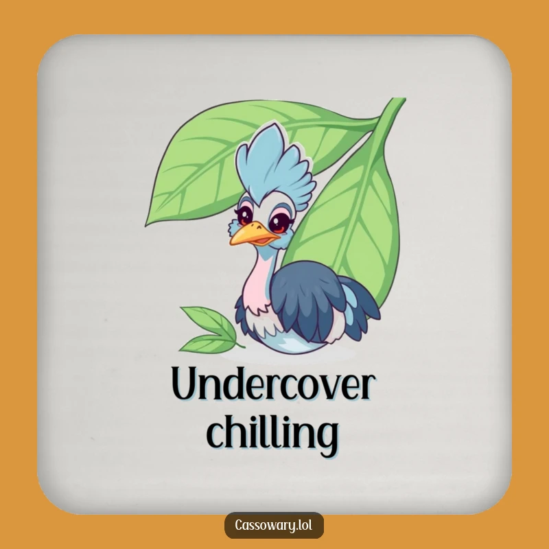 Funny Cassowary Leaf Peek Coaster - Protect Surfaces Gift