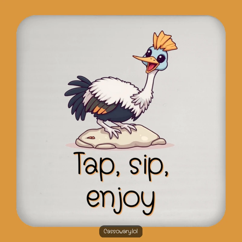Funny Cassowary Tapping Coaster: Protect Surfaces with Joy, Gift