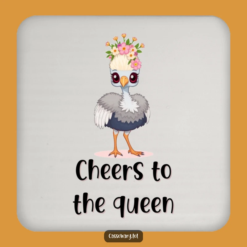 Funny Floral Crown Cassowary Coaster - Regal Bird Decor
