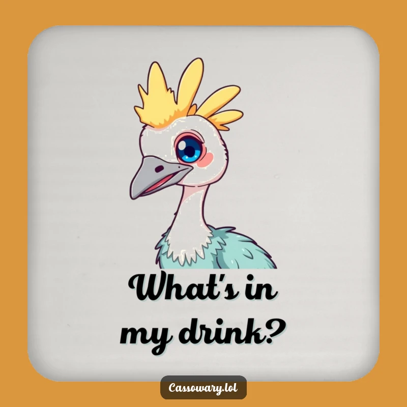 Funny Kawaii Cassowary Coaster: Curious Tilt Decor, Protect Your Table Charm