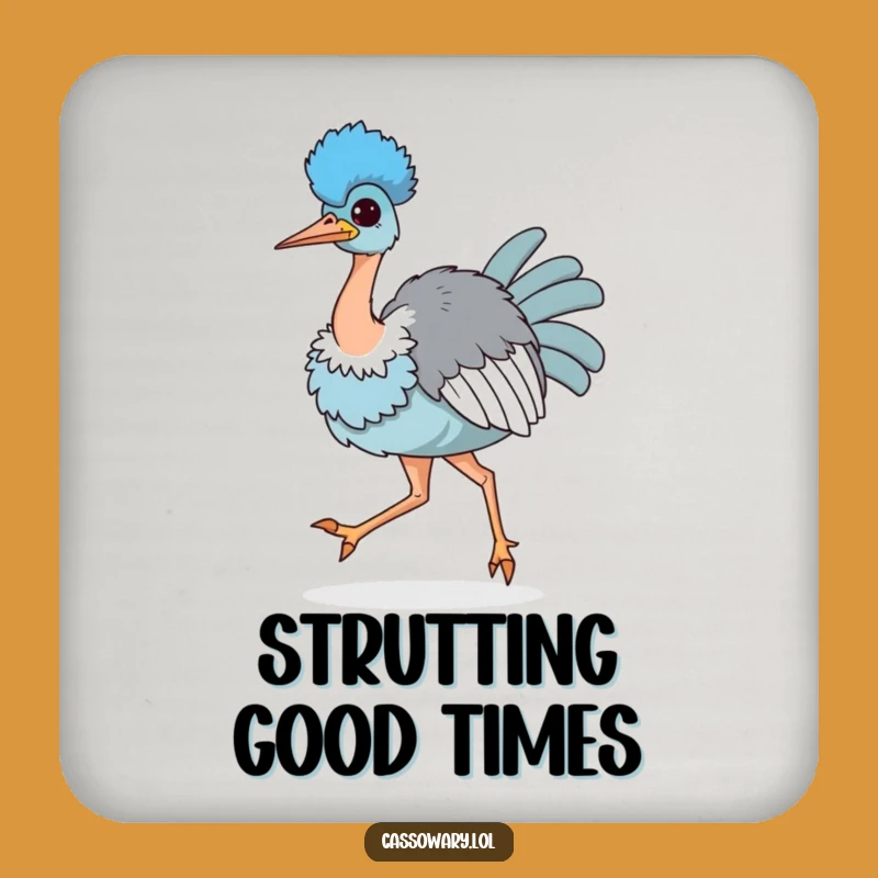 Funny Kawaii Cassowary Strutting Coaster - Confident Surface Art Gift