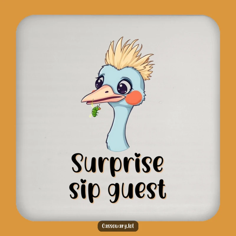 Funny Surprised Cassowary Caterpillar Coaster - Protect Surfaces with Shock