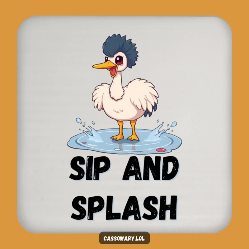 Funny Cassowary Puddle Splash Coaster - Protect Surfaces Gift