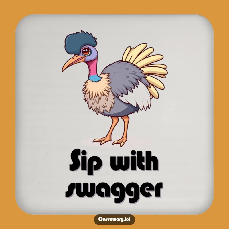 Funny Confident Cassowary Coaster: Protect Surfaces with Style Gift