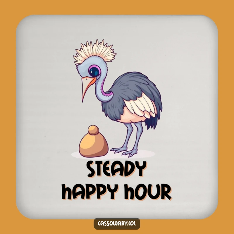 Funny Cassowary Pebble Coaster: Protect Surfaces from Slippery Situations