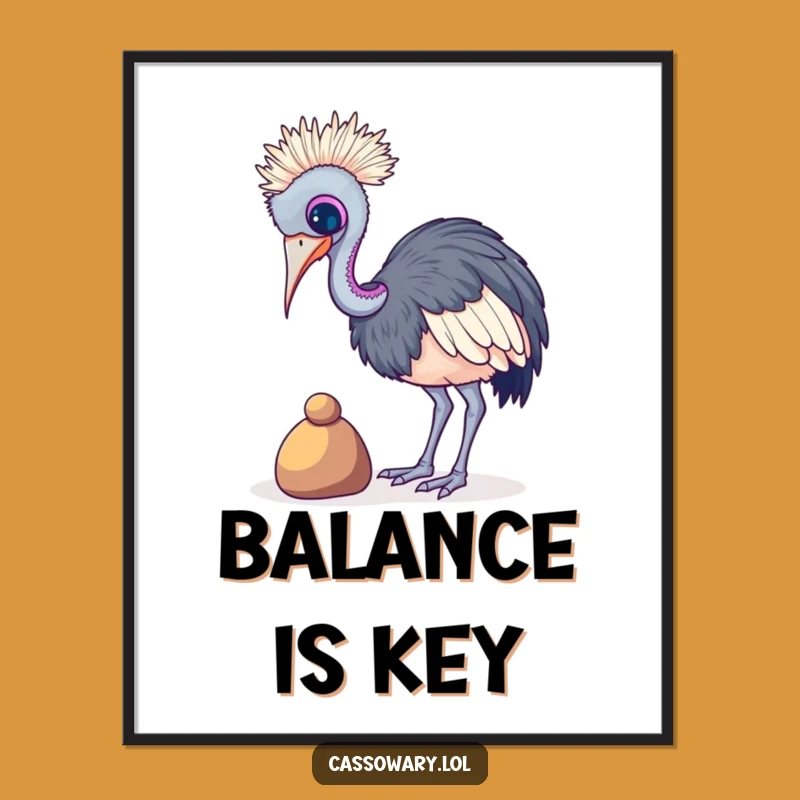 Funny Cassowary Pebble Challenge Poster: Add Whimsy to Your Walls