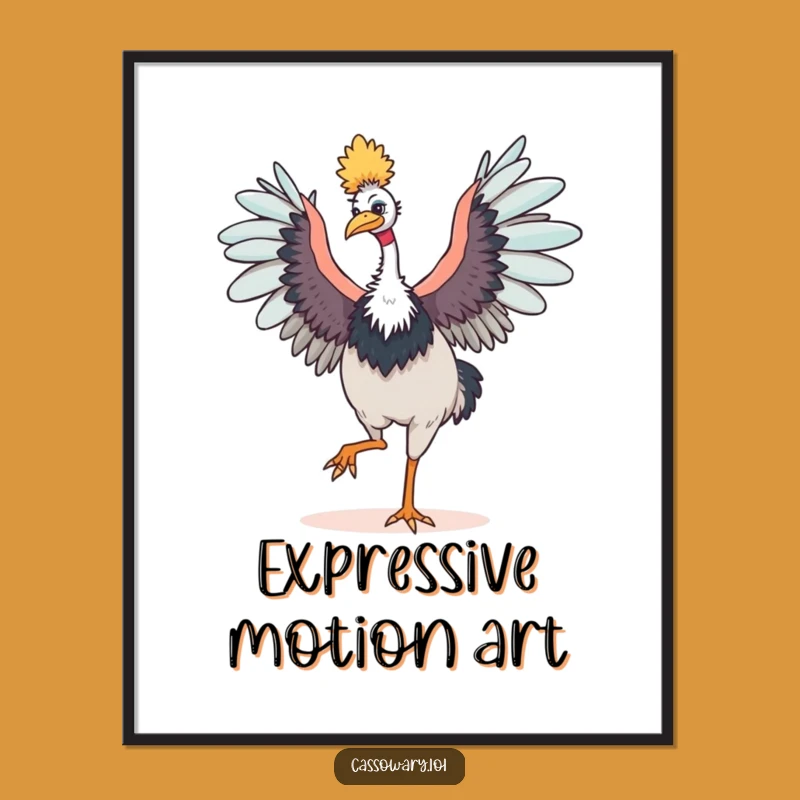 Funny Cassowary Dancing Poster - Happy Bird Wall Art
