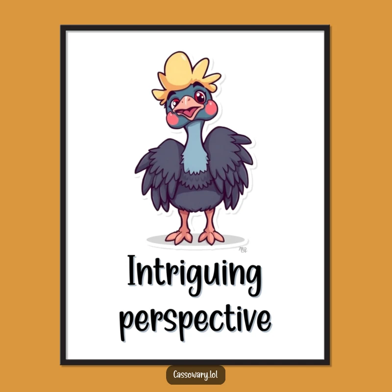 Funny Cassowary Curious Poster: Playful Bird Art Print - Hilarious Unique Gift