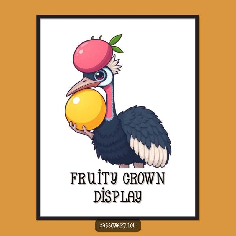 Funny Cassowary Fruit Balance Poster - Hilarious Bird Art Print Gift