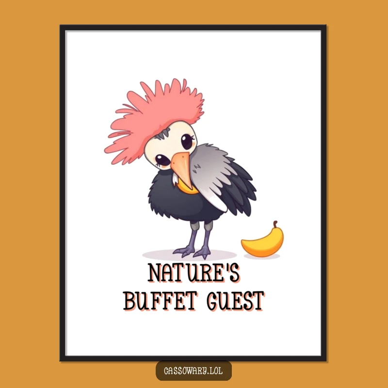 Funny Cassowary Mango Moment Wall Art Poster: Humorous Decor Gift