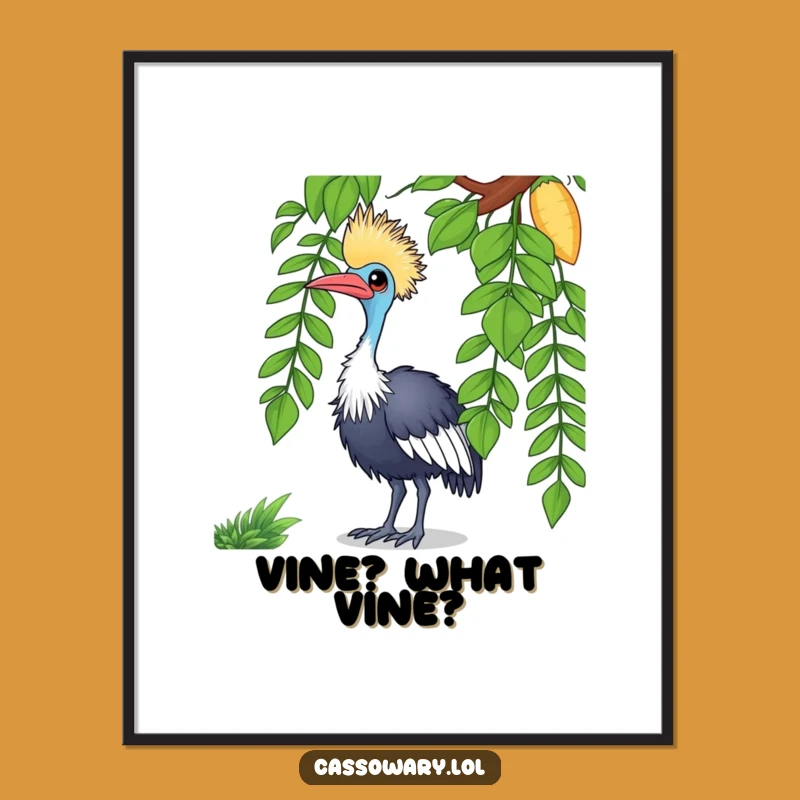 Funny Cassowary Poster - Curious Bird Tilting Head