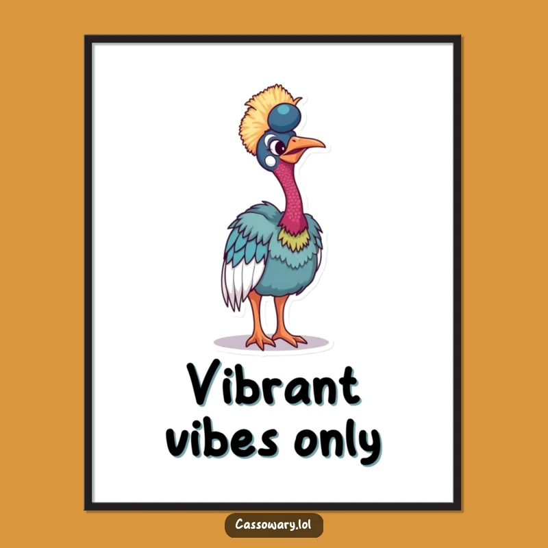 Funny Vibrant Cassowary Poster - Colorful Bird Wall Art