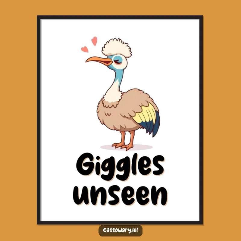 Funny Cassowary Laugh Poster: Joyful Bird Art, Quirky Wall Decor