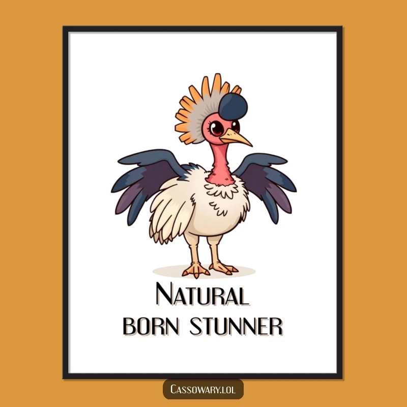 Funny Cassowary Pride Poster: Vibrant Colorful Feathered Friend Wall Art Gift