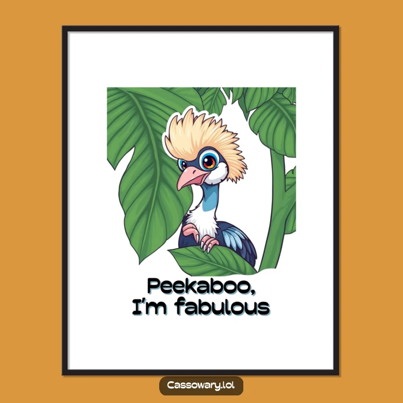 Funny Cassowary Leaf Peek Wall Art - Jungle Decor Delight!
