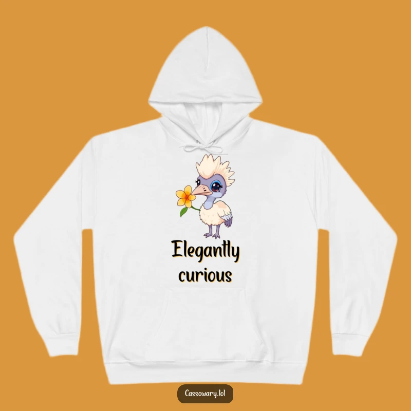 Funny Curious Cassowary Flower Hoodie - Cozy & Whimsical Bird Wear
