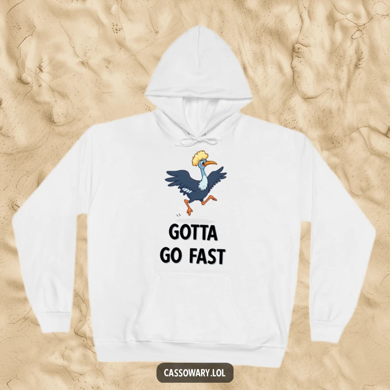 Funny Cassowary Hoodie: A cassowary doing a quick dash with powerful legs, embodying speed and strength. Great gift.