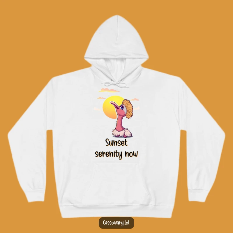 Funny Cassowary Sunset Hoodie: Cozy Bird Watching Gift for Calm Days