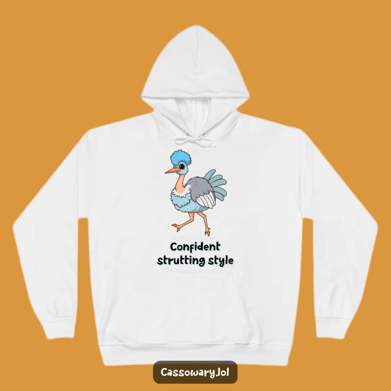 Funny Kawaii Cassowary Strutting Hoodie - Cozy Confident Art Gift
