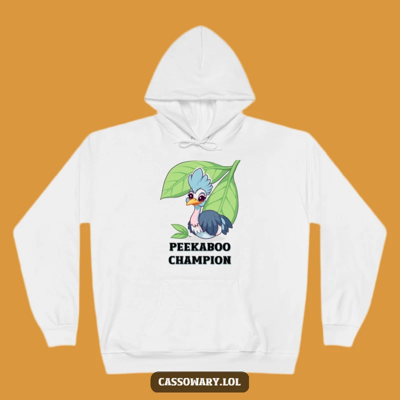 Funny Cassowary Leaf Peek Hoodie - Cozy Cheerful Bird Gift
