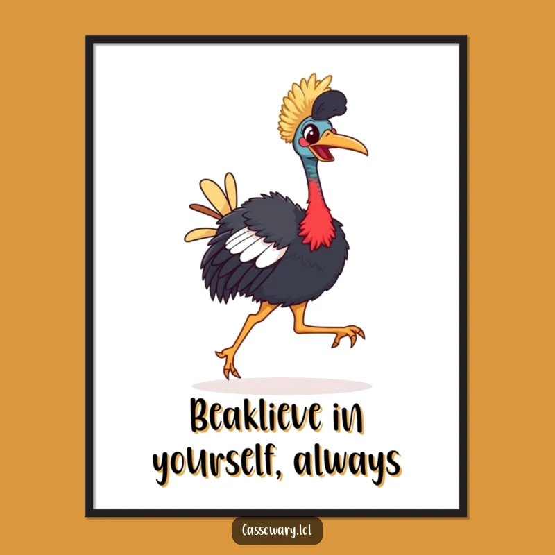 Funny Cassowary Strutting Wall Art: Free Printable Downloadable Home Decor