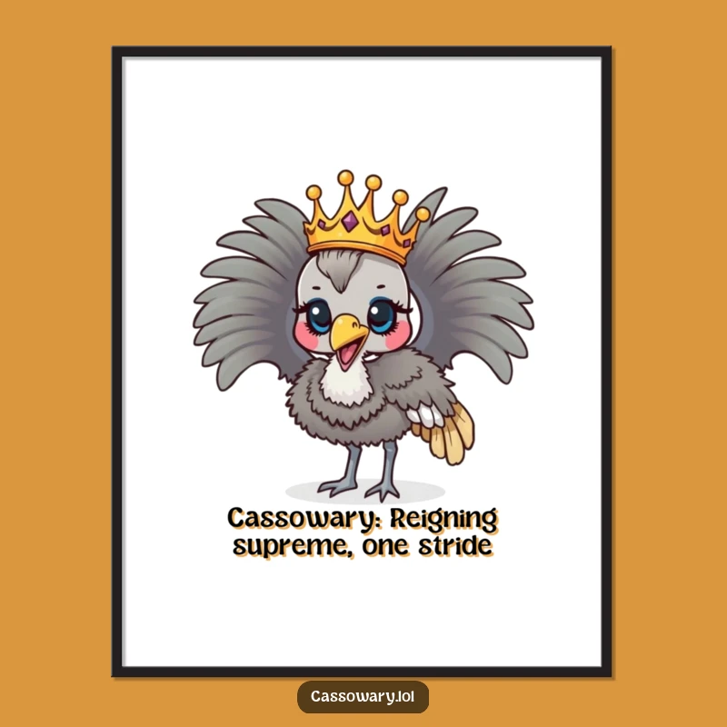 Free Printable Wall Art: Crowned Cassowary Decor, Funny Downloadable Art Gift