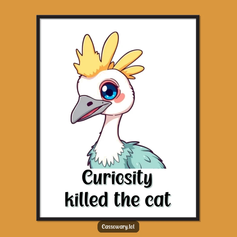 Free Printable Wall Art: Curious Cassowary, Funny Downloadable Art Decor