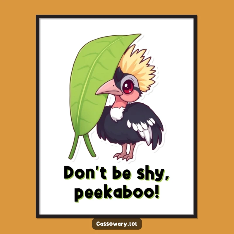 Funny Free Printable Wall Art: Curious Cassowary Peeking, Quirky Downloadable Decor