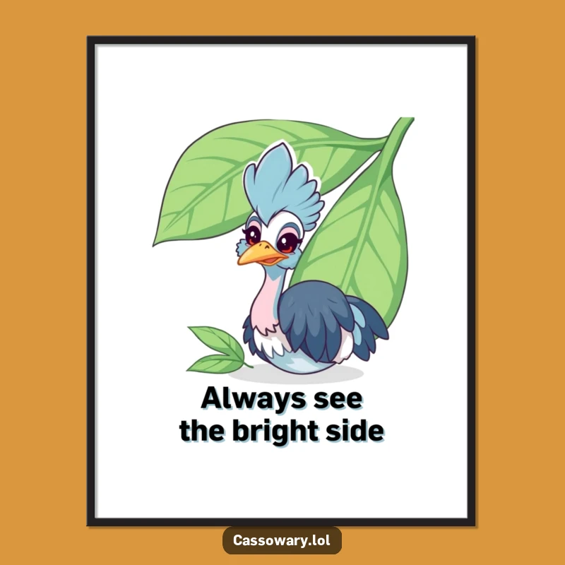 Free Printable Wall Art: Peek-a-Boo Cassowary - Humorous Leaf Surprise Downloadable Decor