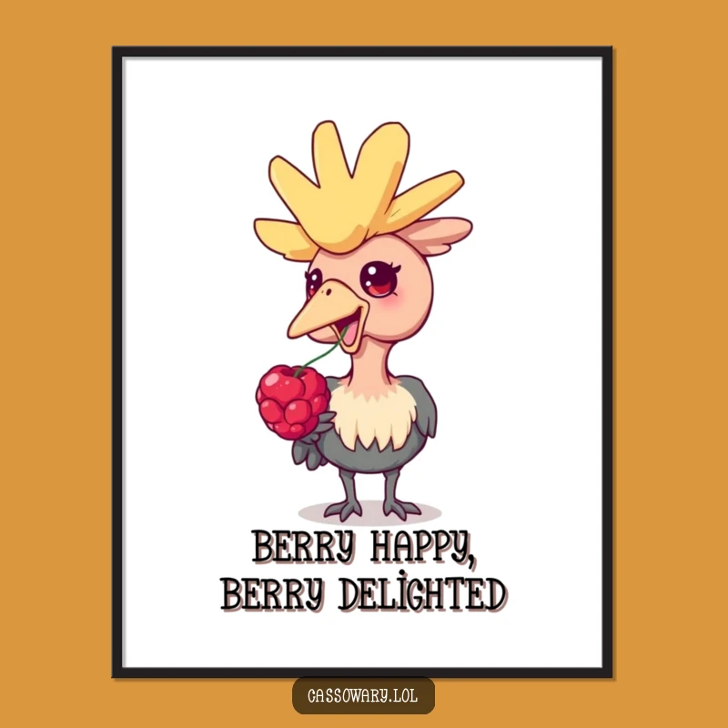 Funny Free Printable Cassowary Wall Art - Joyful Berry Lover Downloadable Decor