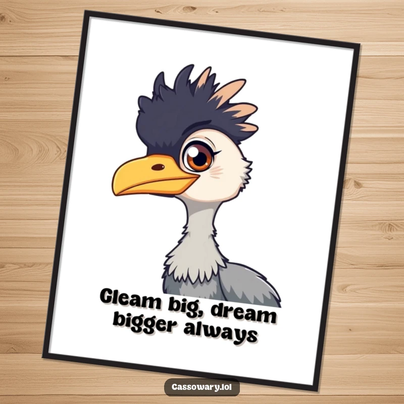 Funny Free Printable Cassowary Wall Art, a cassowary with a mischievous gleam in its eye, perfect for unique DIY decor.