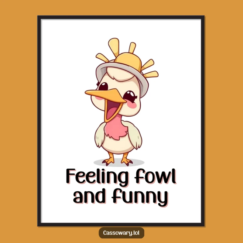 Funny Free Printable Giggling Cassowary Art - Silly Hat Downloadable Decor