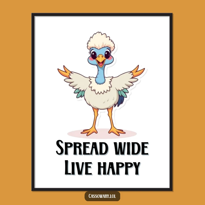 Go Wild Free Printable Wall Art: Happy Cassowary, Humorous Decor!