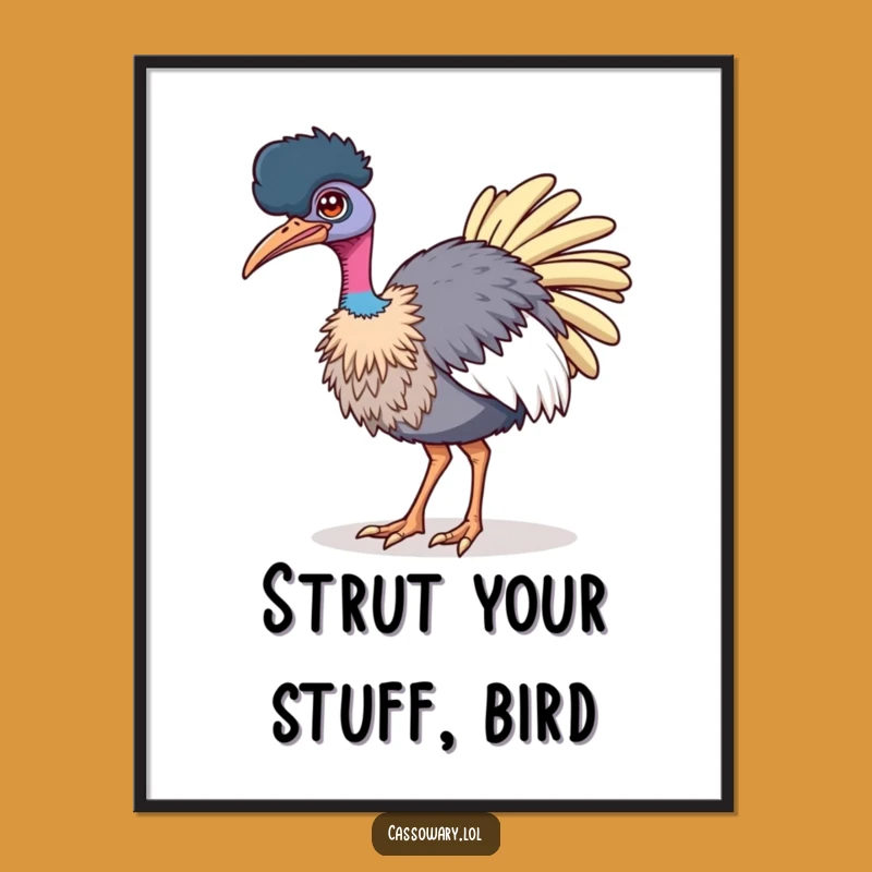 Funny Free Printable Winking Cassowary Art - Confident Bird Downloadable Decor