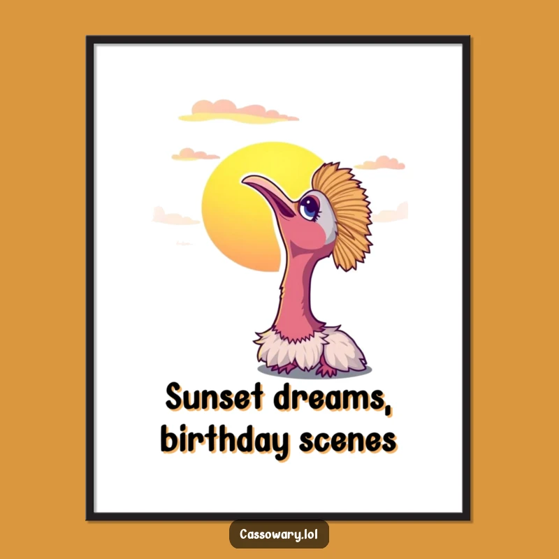 Free Printable Wall Art: Content Cassowary, Funny Bird Art Downloadable Gift