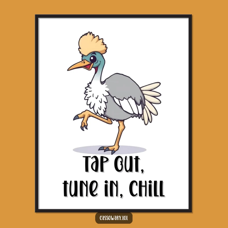 Funny Free Printable Cassowary Wall Art - Energetic Foot Tapper Downloadable Decor