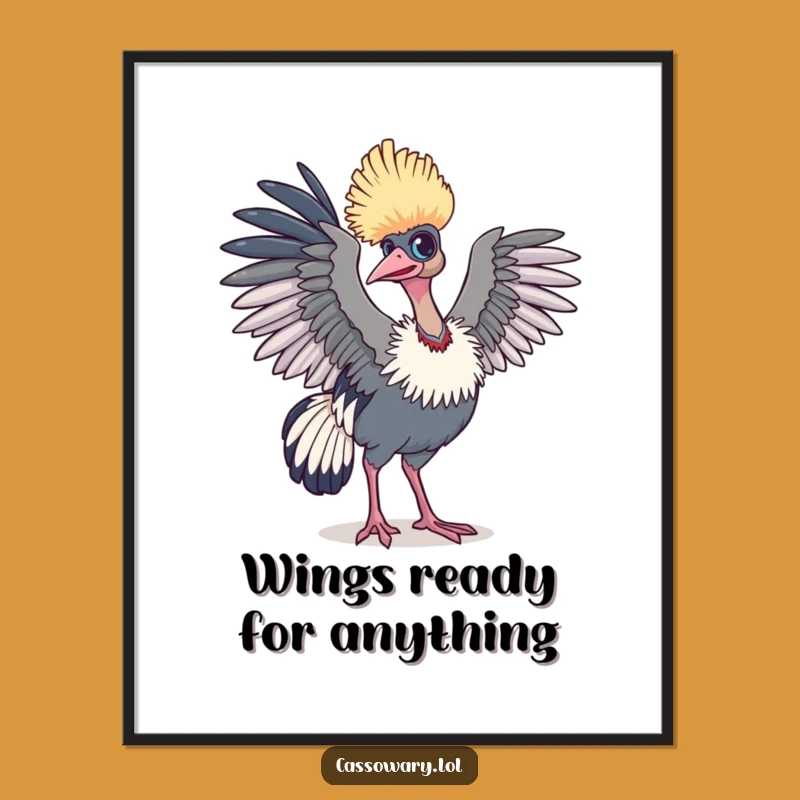 Funny Free Printable Wall Art: Cassowary Wings Ready Downloadable Decor