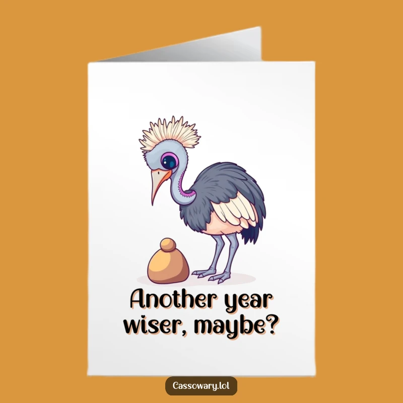Funny Free Printable Birthday Card: Balancing Cassowary, Quirky Downloadable Gift Idea