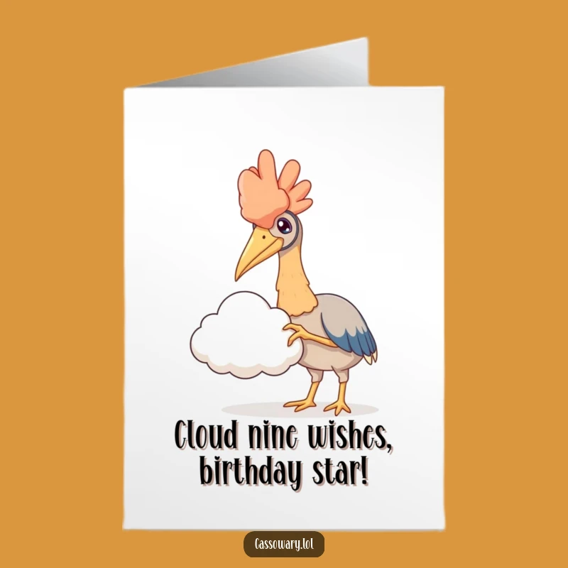 Free Printable Birthday Card: Cloud-Touching Cassowary Funny Downloadable Gift!
