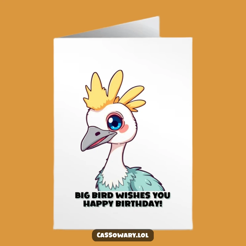 Free Printable Birthday Card: Curious Cassowary Tilt, Funny Downloadable Gift